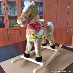 Wholesale cheap toddlers interactive wooden plush rocker toy W16D091
