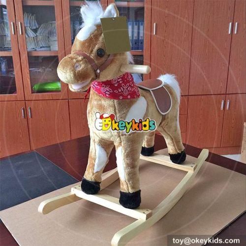 Wholesale cheap toddlers interactive wooden plush rocker toy W16D091
