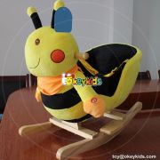 Manufacturer of cartoon bee wooden animal rocking horse for baby W16D100