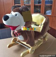 Manufacturer of cartoon plush dog wooden toy horses to ride W16D104
