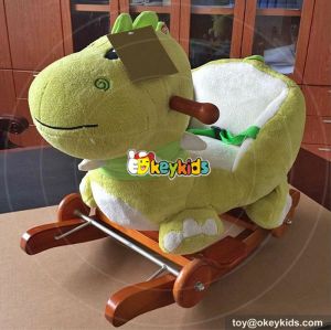 Manufacturer of cartoon plush hippo wooden baby rocking animal W16D105