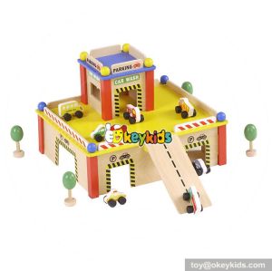 Best design educational parking toys wooden funny toy garage for toddlers W04B043