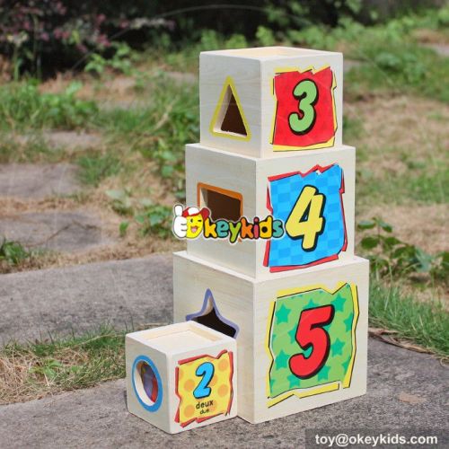New design kids educational stacking cups wooden nesting toys W13D127
