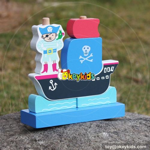 New design pirate boat shape kids wooden educational toys W13D134