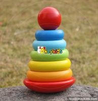 New design stacking ring children wooden rainbow toy W13D136