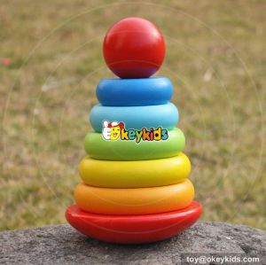 New design stacking ring children wooden rainbow toy W13D136