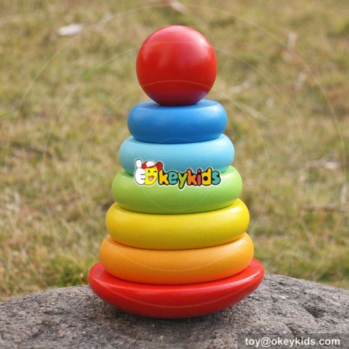 New design stacking ring children wooden rainbow toy W13D136