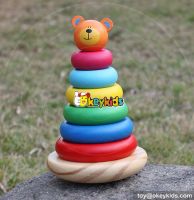 New design stacking ring toy children wooden rainbow stacker W13D137