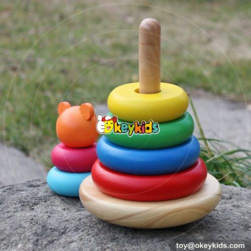 New design stacking ring toy children wooden rainbow stacker W13D137