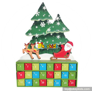 Top fashion Christmas Wooden snowman with tree wooden advent calendar house W02A172