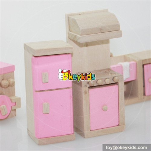 Best 5 pieces pink wooden miniature kitchen dollhouse accessories for kids W06B016