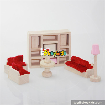 Best 11 pieces pink girls wooden miniature lounge room dollhouse accessories for sale W06B017