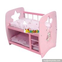 Wholesale cheap kids play wooden baby doll bed for dolls W06B009