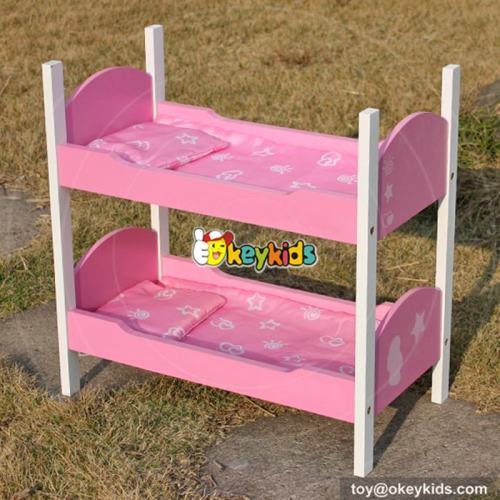 Best design lovely pink kids play wooden doll bunk beds for sale W06B023
