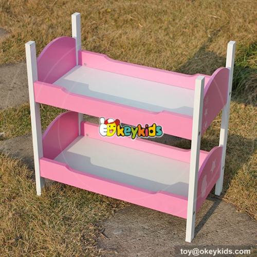 Best design lovely pink kids play wooden doll bunk beds for sale W06B023