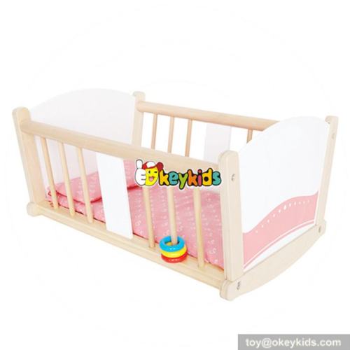 Best design lovely pink children furniture toys wooden dolls cot for sale W06B036