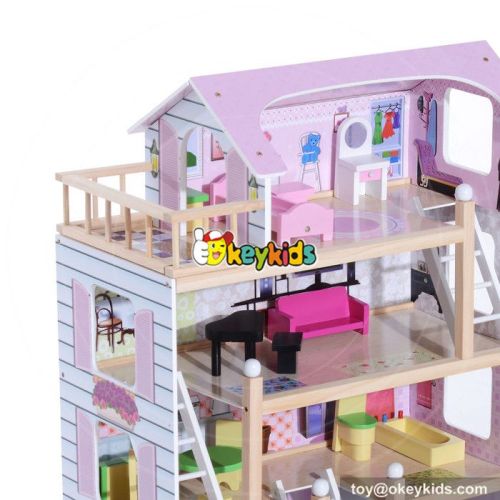 Best design children diy multi-Level wooden miniature dollhouse for your child W06A238