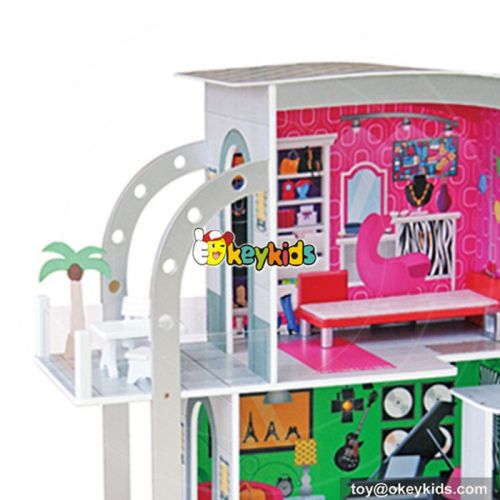 Best design children diy multi-Level wooden large dolls house for sale W06A240