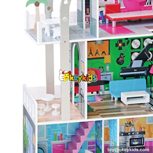 Best design children diy multi-Level wooden large dolls house for sale W06A240