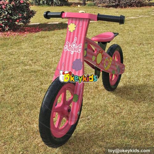 New design cartoon pink wooden toddler push bike for sale W16C179