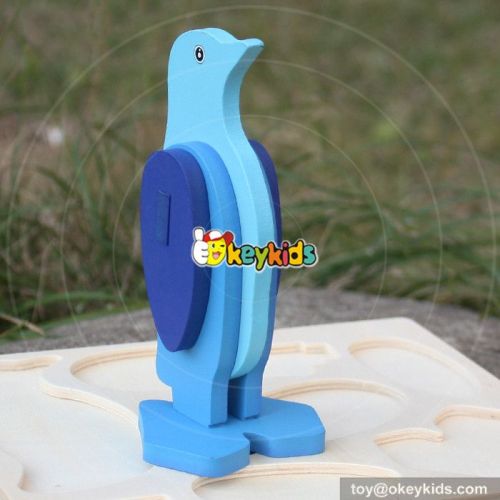 wholesale baby diy penguin wooden animal puzzle  best children's wooden animal puzzle W14G041