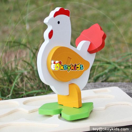 wholesale baby diy chicken toy wooden puzzles of animals funny kids wooden puzzles of animals W14G044