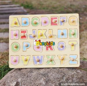 Wholesale top sale kids wooden alphabet puzzle educational alphabet puzzle W14M101