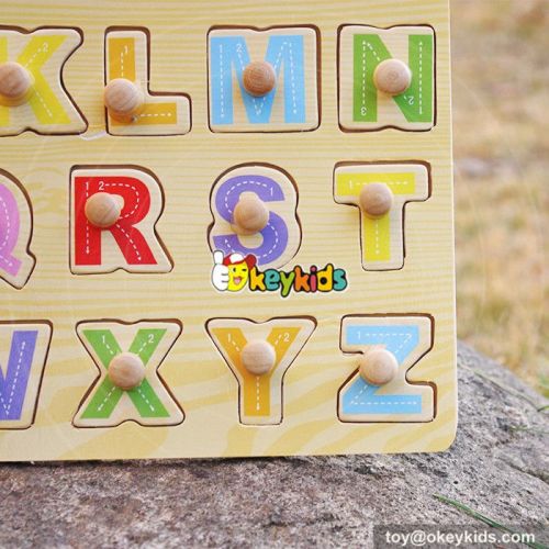 Wholesale top sale kids wooden alphabet puzzle educational alphabet puzzle W14M101