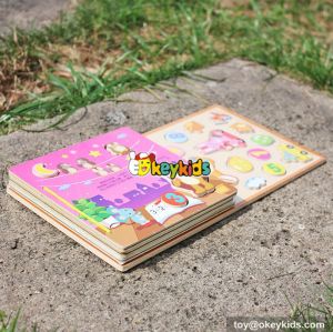 wholesale baby wooden jigsaw puzzle book fashion kids wooden jigsaw puzzle book W14H002