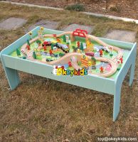 Best transportation station children wooden train set table for sale W04C071