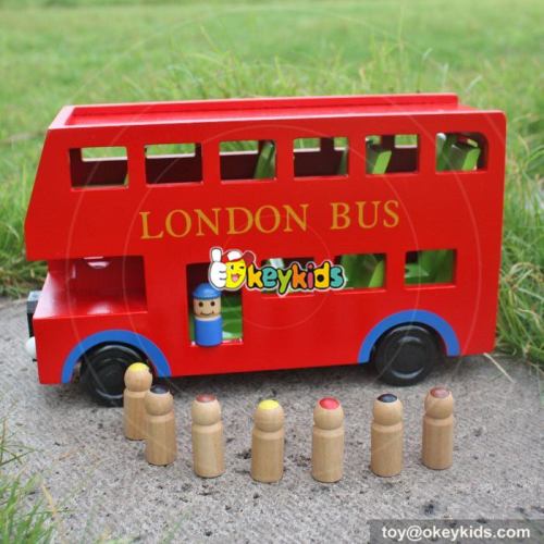 Cartoon London city bus model mini wooden double decker bus toy for kids W04A161