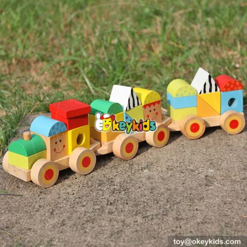 Best design funny baby stacking toys wooden block train for sale W04A282