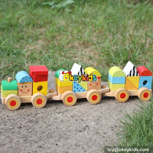 Best design funny baby stacking toys wooden block train for sale W04A282