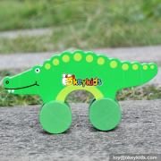 Best design cartoon wooden crocodile car toy for toddlers W04A318