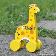 Best design cartoon toddlers car toys wooden giraffe toy W04A319