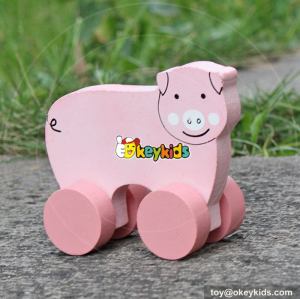 Best design baby cartoon pig toys wooden toy cars W04A321