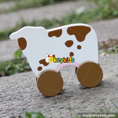 Best design baby cartoon cow toys wooden toy vehicles W04A322
