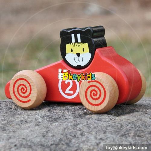 New design tiger face children mini car toys wooden toy cars for kids W04A333