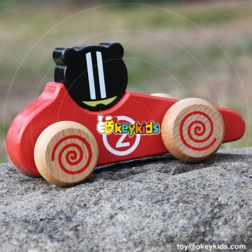 New design tiger face children mini car toys wooden toy cars for kids W04A333