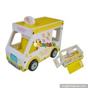 Most popular cartoon mini toddlers toy wooden cars W04A302