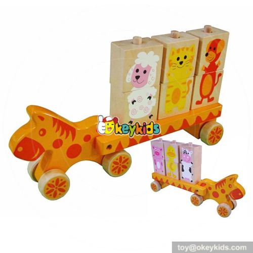 Most popular funny toddlers wooden toy car transporter W04A307