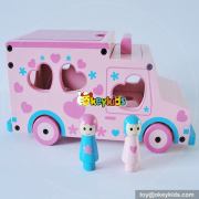 Wholesale cheap mini wooden ambulance toy for children W04A309