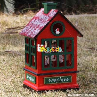 Best design house shape carousel baby wooden music box for Christmas W07B023B