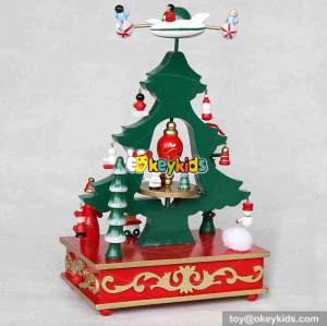wholesale custom kids wooden Santa Claus christmas musical box W07B012A