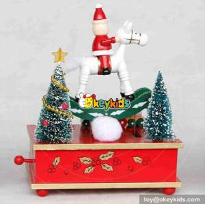 wholesale funny kids Christmas gifts wooden Santa Claus music boxes for sale W07B014B