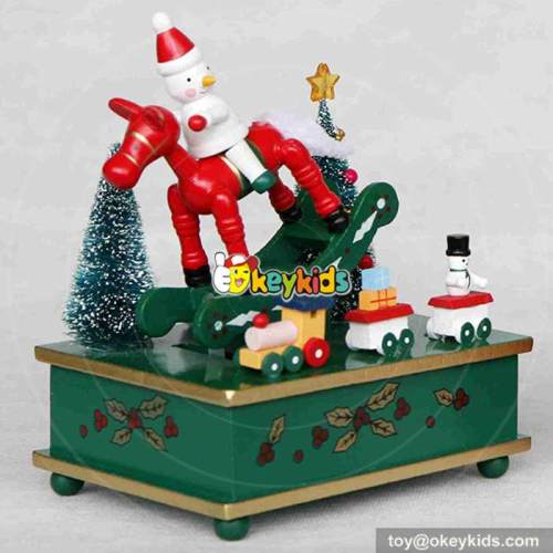 wholesale funny kids Christmas gifts wooden Santa Claus music boxes for sale W07B014B