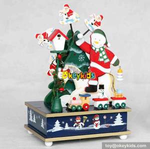 wholesale lovely Christmas gifts wooden santa music box W07B016A