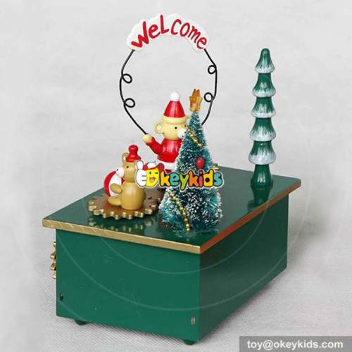 Hot sale Christmas toys wooden handmade old music box for sale W07B018A