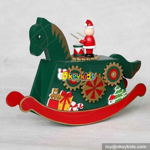Hot sale Christmas toys wooden horse carousel music box for children W07B019C