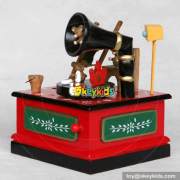 High quality baby Christmas toys wooden children cartoon music box W07B020B